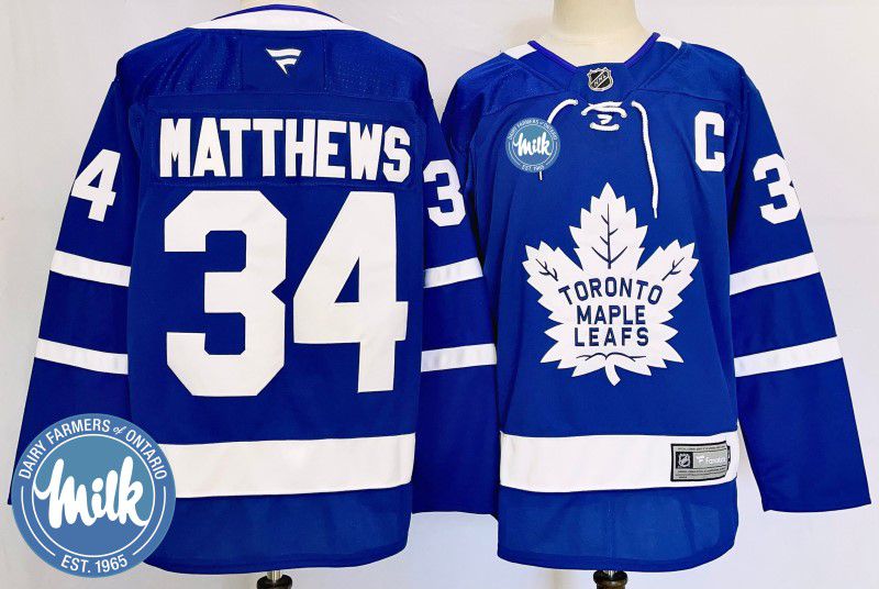 Men Toronto Maple Leafs 34 Matthews Blue Fanatics 2025 NHL Jersey style 1